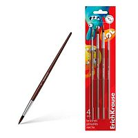 Набор кистей  4шт. EK Jolly Friends (пони д/акварели и гуаши) 61856 блист.