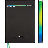 Ежедневник 2027г. А5 168л. deVENTE кож.зам. "Gradient" 2232790 чёрн.салат.-син.,радуж.срез,бел.бум.