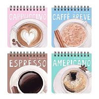 Блокнот 10,5*10,5см  60л. BV спираль Pocket Journal "Счастье в кофе" 3-654/02 пластик.обл.,беж.блок