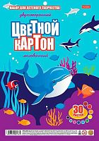 Картон цв. двухстор. мелов. А4 30л.10цв. ХАТ "Подводный мир" 32417