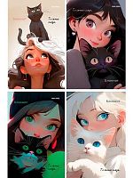 Блокнот А6  24л. Проф-Пресс "Девушки и коты" Б24-4699 цв.мелов.обл.,асс.