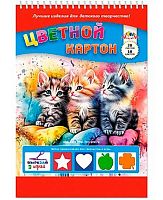 Картон цв. А4 20л.10цв. АППЛИКА "Три котёнка" С2806-35 на спирали