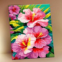 Картина по номерам с поталью Котеин "Корейский гибискус" 15*20см KH1259P (20цв.)