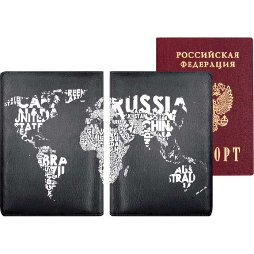 Обложка д/паспорта deVENTE "Карта мира" 1030143 кож.зам.,5отд.д/визиток