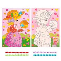 Мозаика стразы+раскраска ПГС "Девочка с птичкой" 19*26см ЕН-G14 Р-278 Кир239