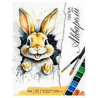 Папка для акварели А4 10л. ФЕНИКС "Акварельный заяц" 69937 бел.аквар.бум.200г/м2