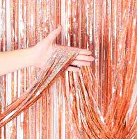 Занавес фольгированный "Дождь" ш1м,в2м медный галограмма 215-0059