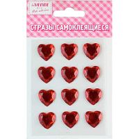 Стразы декор. самокл. deVENTE "Heart" 8004049  красные,карточка 8*10,5см