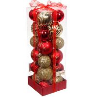 Набор ёлочных шаров "Christmas" 5см + 4см (24шт) 201-3166 красный/золото