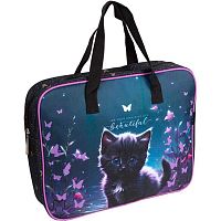 Сумка-планшет А4 deVENTE "Beautiful Cat" 8056501 текстил.,с расш.8см,удлин.ручки 28см