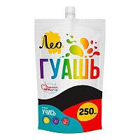 Гуашь 250мл Лео "Учись" LGD-250 (806) чёрная группа 1 дой-пак с штуцером