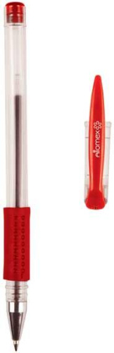 Ручка гелевая ATTOMEX 5051308 красная, 0,5мм, прозр.корпус с рез.держ.
