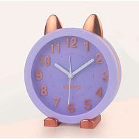 Часы-будильник КОКОС "Котик" 252203 сиреневый,настол.,пластик