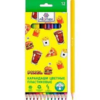 Карандаши пластик. 12цв. ATTOMEX "Pixel" 5022340 шестигр.,2М,диаметр гриф.2,5мм,к/к