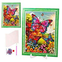 Мозаика алмазная MAZARI "Бабочки" M-12385 картон,17*25см,част.выкл.,с подставкой,ОПП-уп.