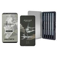 Карандаш угольный МАЛЕВИЧЪ "GrafArt PRO" 197317 монолит (5шт.) метал/к.