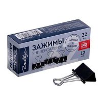 Зажим для бумаг ГЛОБУС 32мм черн. ЗБ-32ЧКК