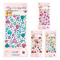 Наклейка декор. стразы  9,5*15 "Сердечки" Р22072-6 Ткн1005-4