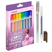 Набор гел. ручек 12цв. deVENTE "Ballet Academy" 5051528 с блёстками,1,0мм,прозр.-мат.корп.,к/к