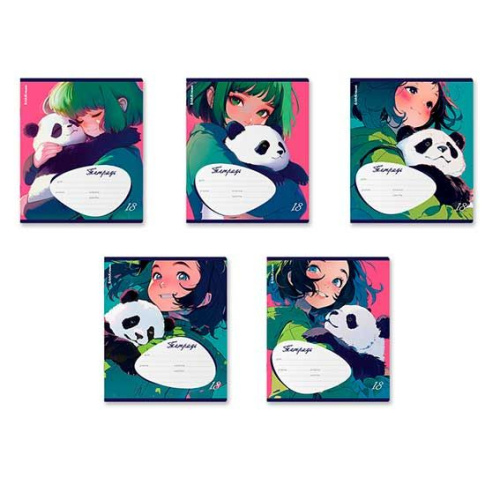 Тетрадь 18л. (клетка) EK "Panda Hugs" 63270 асс.