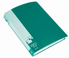 Папка с вкладышами/ 80 Бюрократ А4 BPV80GRN (816958) зелёная,0,80мм,торц.карм.с бум.встав.