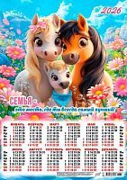 Календарь настенный листовой А3 2026г. ЛИС "Символ года.Семья" ПМ-26-072 мел.бум.,80г/м2