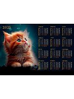 Календарь настенный листовой А2 2025г. Проф-Пресс "Ярко-рыжий котёнок" КН-7163 мел.бум.