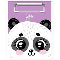 Клипборд А5 deVENTE "100% Cute. Panda" 3034109 картон толщина 2мм,мат.лам.
