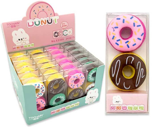 Ластик INTELLIGENT TOCHAIN "Donut" DI-688 (2шт) фигурн.,28*28*10мм,ПВХ-уп.,асс.
