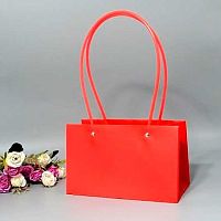 Сумка-кашпо Микрос ч37890 красная,картон,13,5*34см,с ручками 22*10,5см