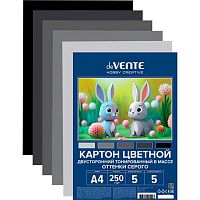 Картон цв. двухстор. тонир. А4  5л. 5цв. deVENTE 8114534 оттенки серого,пластик.пакет,е/подв.