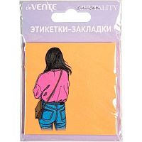 Самоклеящиеся этикетки-закладки deVENTE 76*76мм,50л. "Mentality. Sparkle" 2011440 персик.,пластик.