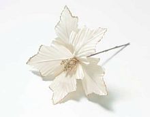 Голова пуансеттии с ножкой для ветки,венка золотой ФРФ 111.714 d-20см