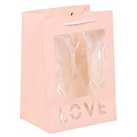 Пакет подар. КОКОС "Love" 232245 розовый,с окном,мат.лам.,18*25*13см