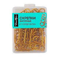 Скрепки с сердечком 28мм  50шт. ГЛОБУС С28-50СРЗ золотые,пластик/к.