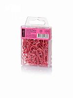 Скрепки 28мм 100шт. ГЛОБУС С28-100Р розовые,пластик/к