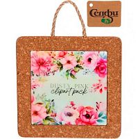 Подставка п/горячее "Пионы" 320-559 пластик,пробка,14,5см