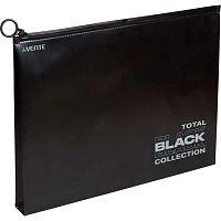 Папка на молнии А4 deVENTE "Total black" 3071326 н/прозр.,чёрная с рис.,с расш.,180мкм