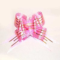 Бант-бабочка 5см Розовый ажурный,золотая кайма  Р0939-27