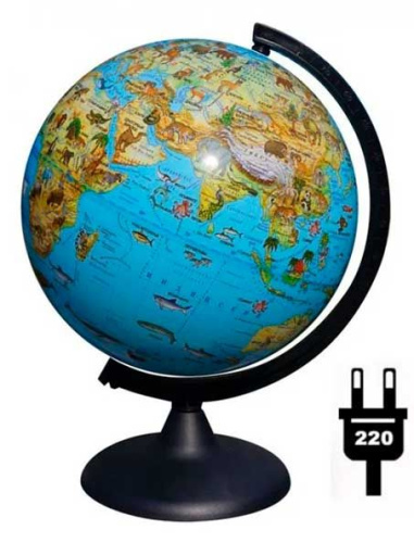Глобус с подсв. d=250 ГЛОБЕН Классик Евро зоогеографический Ве012500268