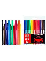 Фломастеры 12цв. Проф-Пресс "Красное авто" ФВ-2557 вент.колп.,пластик.блист.