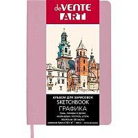 Скетчбук А6  80л. deVENTE кож.зам. "Art" 2134416 крем.бум.140г/м2,нежно-розов.,тв.обл.,софт-тач
