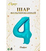 Шары возд. Цифра "4" голубой 574-361 фольга,81см