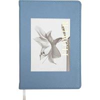 Записная книжка А5  80л. deVENTE "Flower" 2051616 кож.зам.,серо-голуб.,клетка,бел.бум.,аппл.