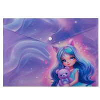 Папка-конверт на кнопке А4 КОКОС "Charming girl" 251306 непрозр.с рис.,пластик,150мкм