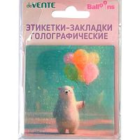 Самоклеящиеся этикетки-закладки deVENTE 73*73мм,40л. "Balloons" 2011528 пласт.,п/прозр.,голограф.