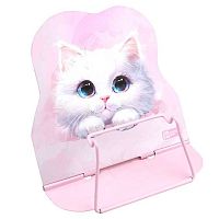 Подставка для книг ФЕНИКС "Белый кот" 73012 металл.,3угл.наклона,17*16,5*15,5см