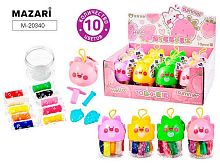 Тесто для лепки 10цв.  8,6гр. MAZARI M-20340 формочки (3шт.),пласт.банка