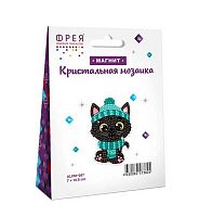 Мозаика кристальная ФРЕЯ "Котик в шапке" ALVM-087 (алмазная вышивка) 7*10,5см магнит