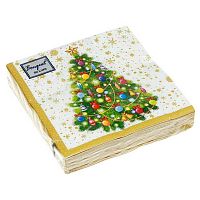 Салфетка бум. НГ Bouquet de Luxe "Новогодняя ель на белом" 57135 3-х сл.(25шт),24*24см